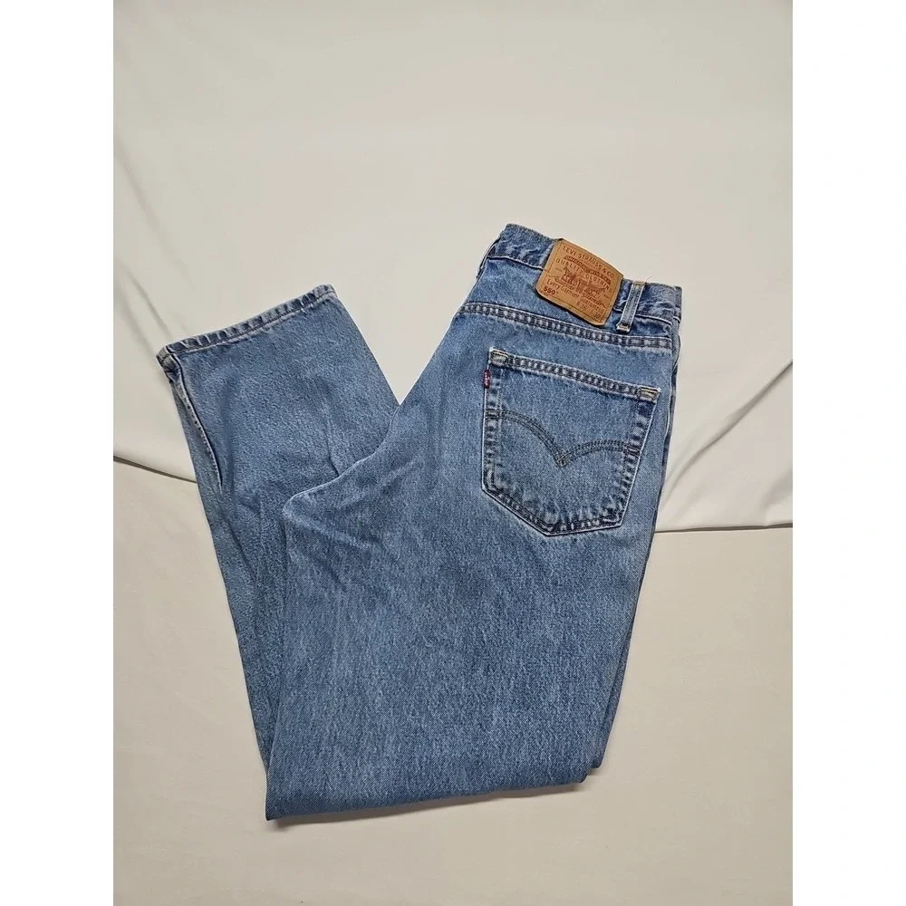 Levi's 550 Mens Blue Relaxed Tapered Vintage Denim Jeans Fading Stained Sz 36x30